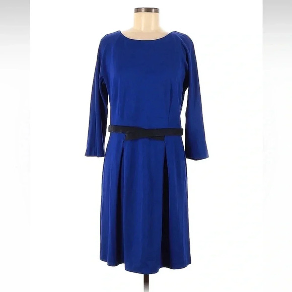 Anthropologie Girls From Savoy Blue Ponte Dress Velvet Bow Taylor Swift Size M - Picture 3 of 10